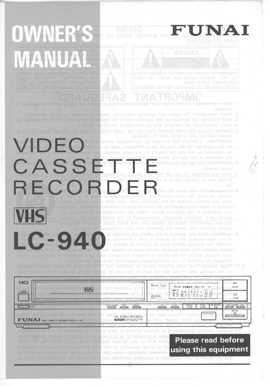 FUNAI LC-940 User Manual