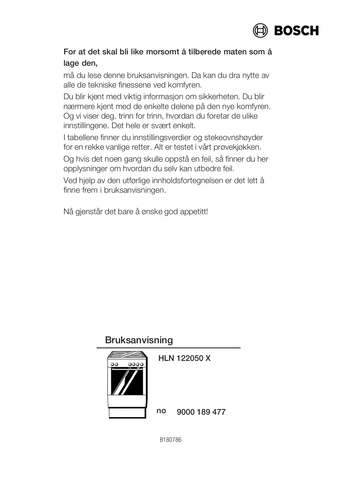 Bosch HLN122050X User Manual