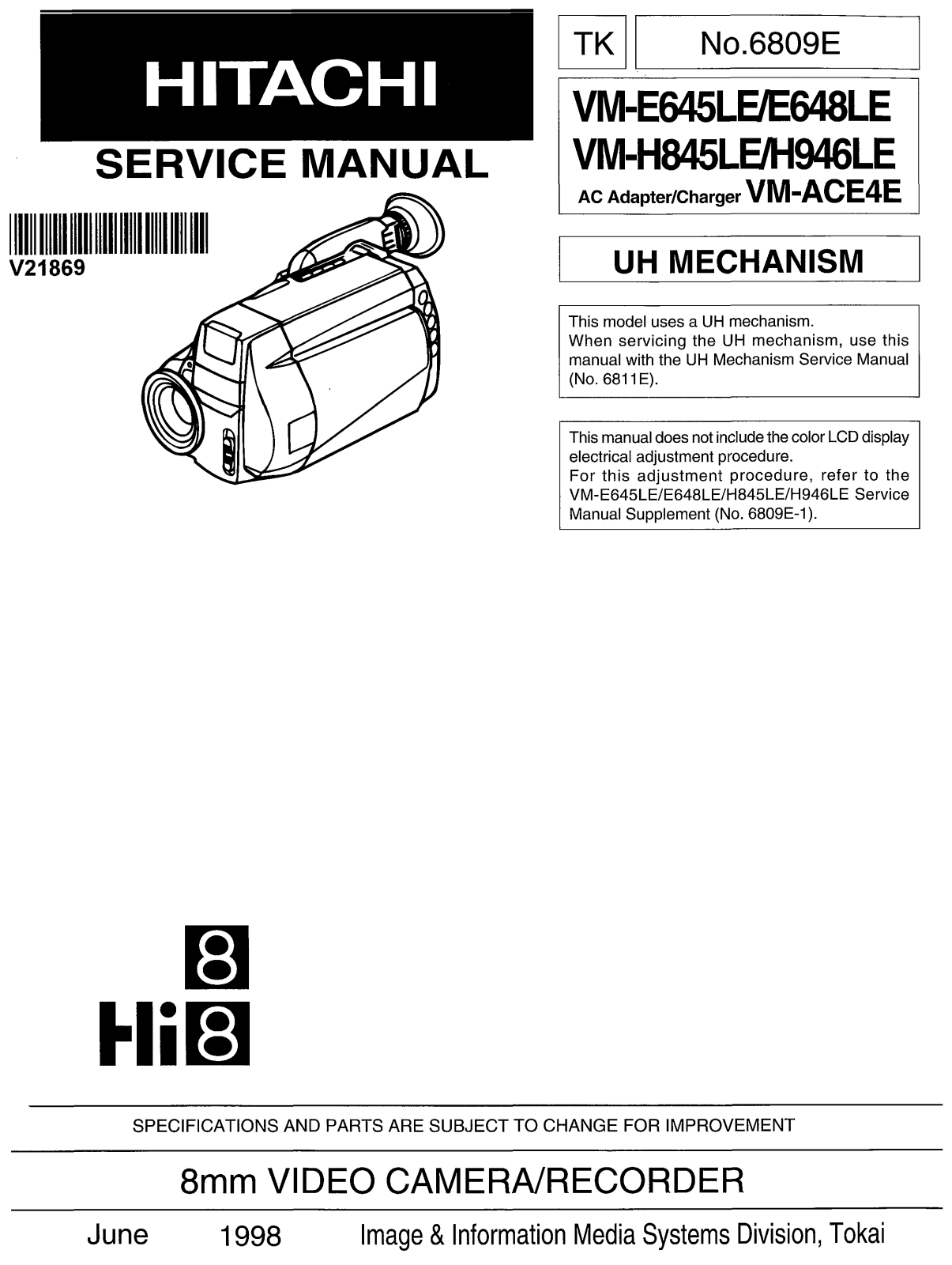 Hitachi VM-E645LE, VM-E648LE, VM-H845LE, VM-H946LE Service Manual
