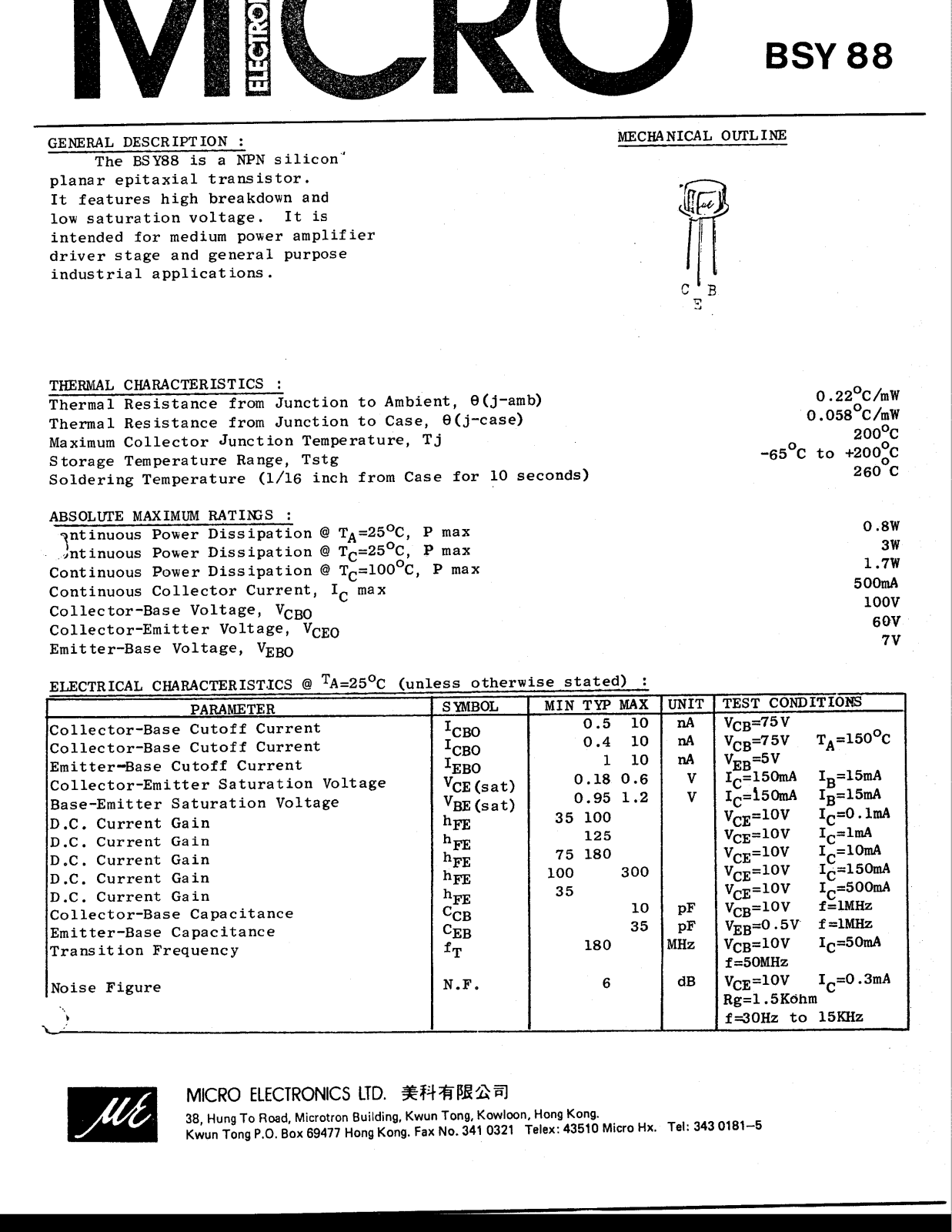 ME BSY88 Datasheet