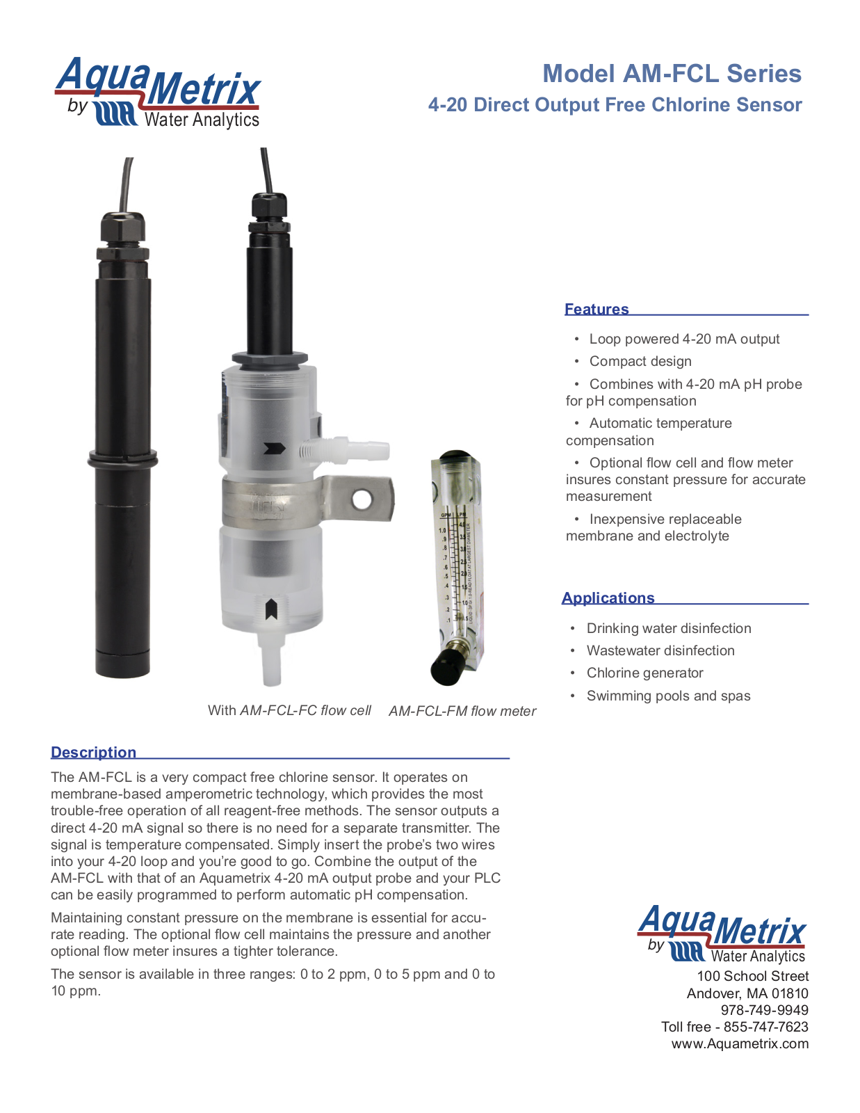 AquaMetrix AM-CHL Specifications