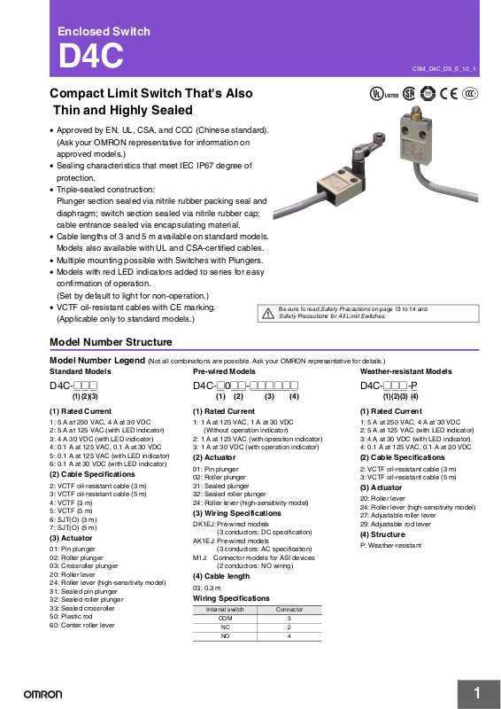 Omron D C D C D C D C D C Data Sheet