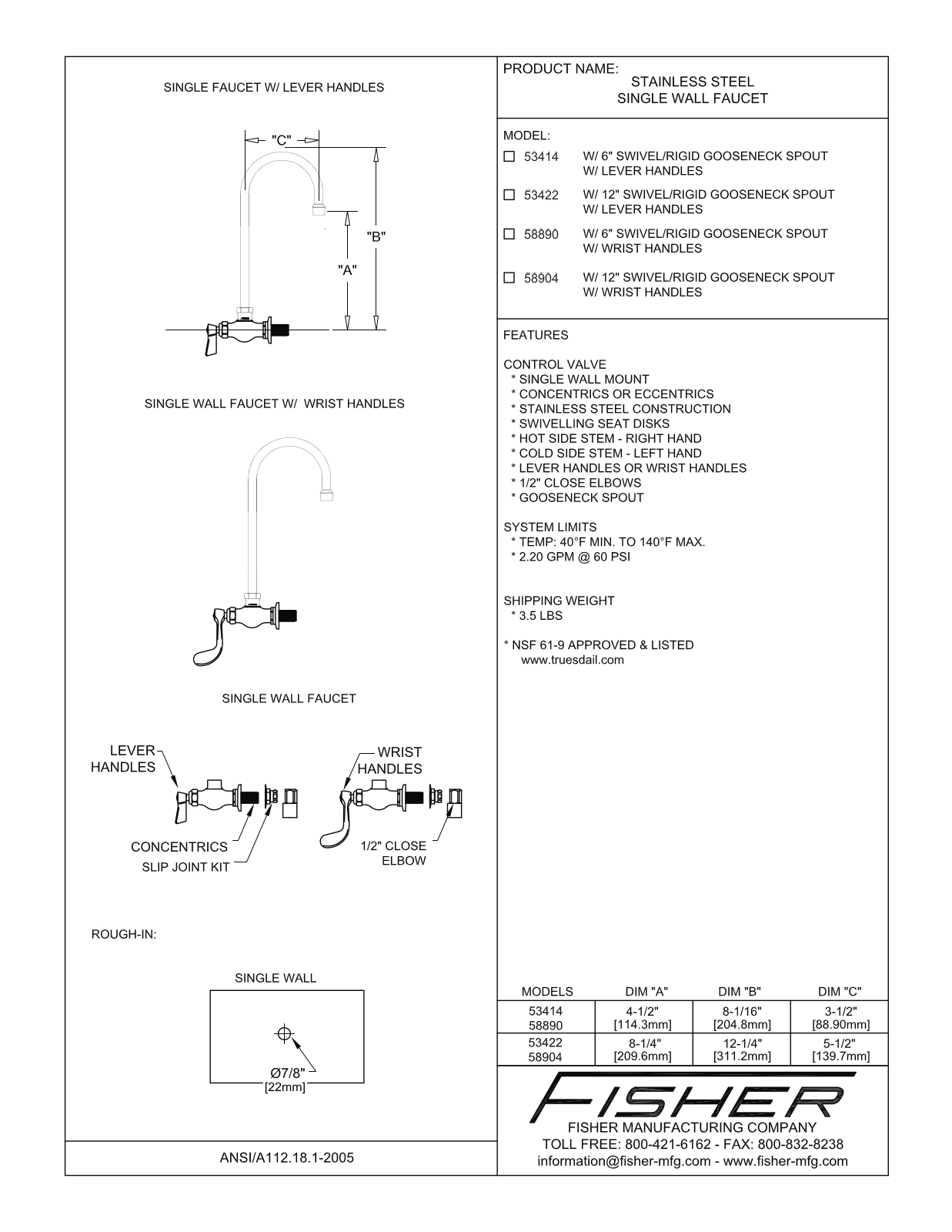 Fisher Manufacturing 53422 User Manual