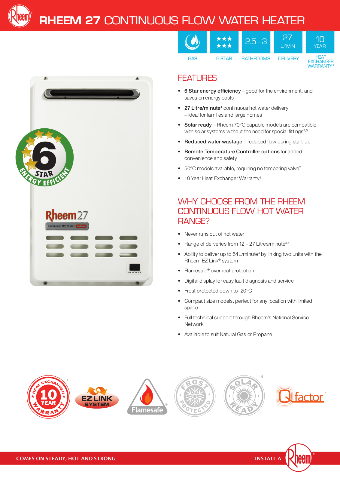 Rheem 876627PF, 874627PF, 874627NF, 876627NF Specifications Sheet