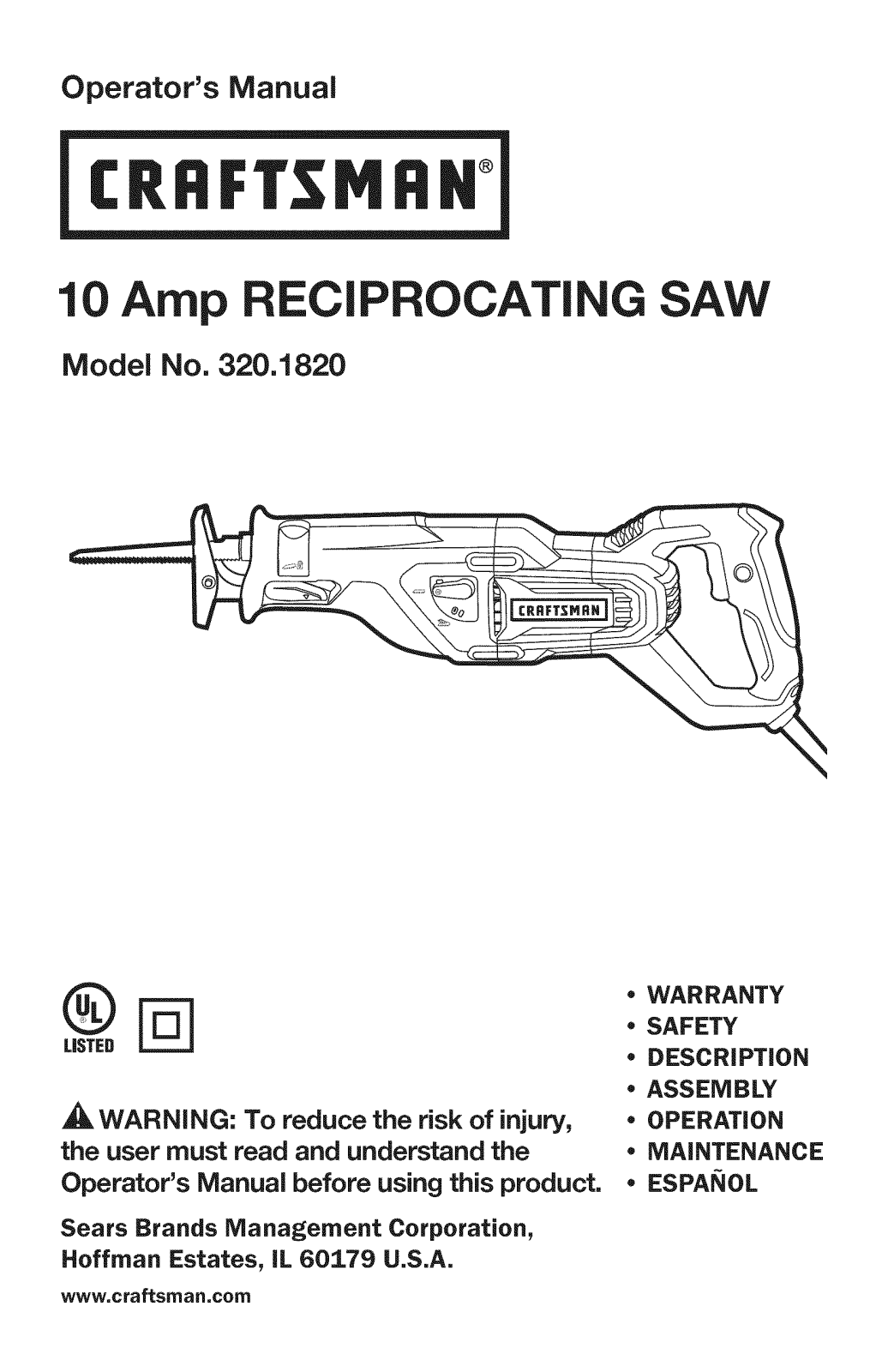 Craftsman 3201820 Owner’s Manual