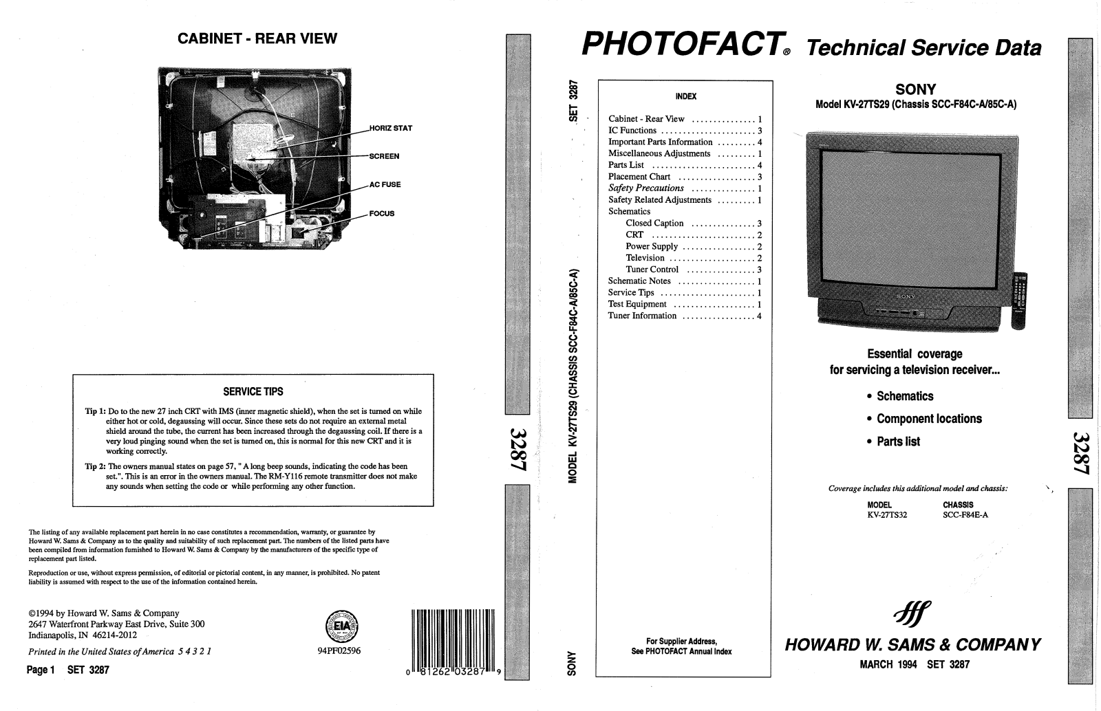 Sony KV27TS32 Service Manual