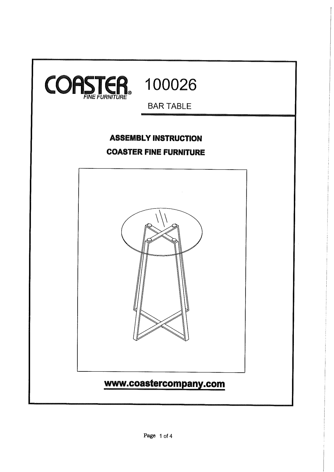 Coaster 100026 Assembly Guide