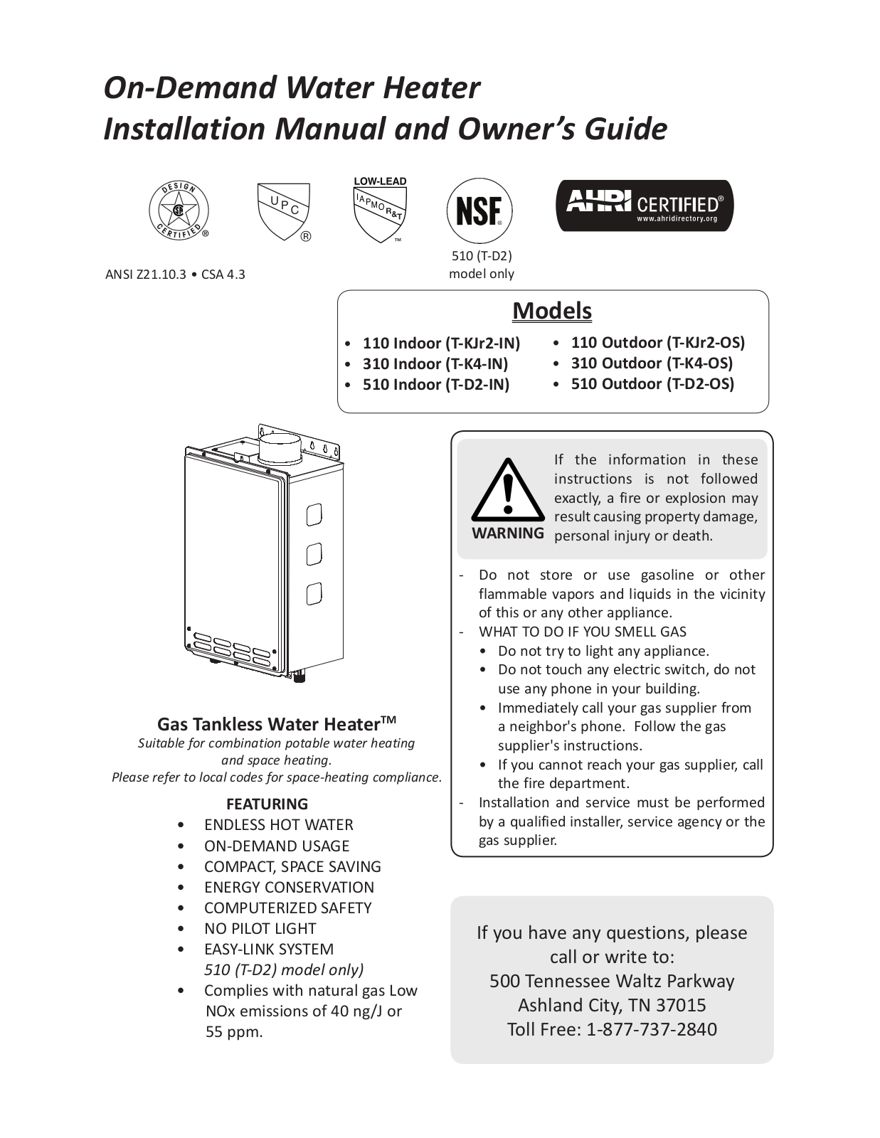 Takagi T-KJr2-IN, T-K4-IN, T-D2-IN User Manual