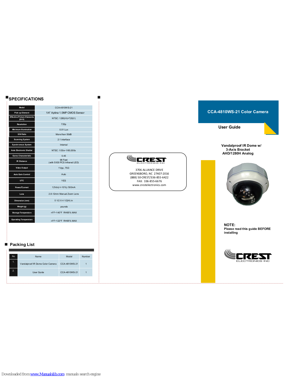 Crest Electronics CCA-4810WS-21 User Manual - ManualMachine.com