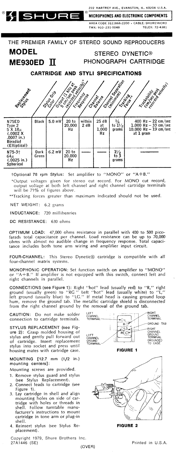 Shure ME930ED II User Guide - ManualMachine.com