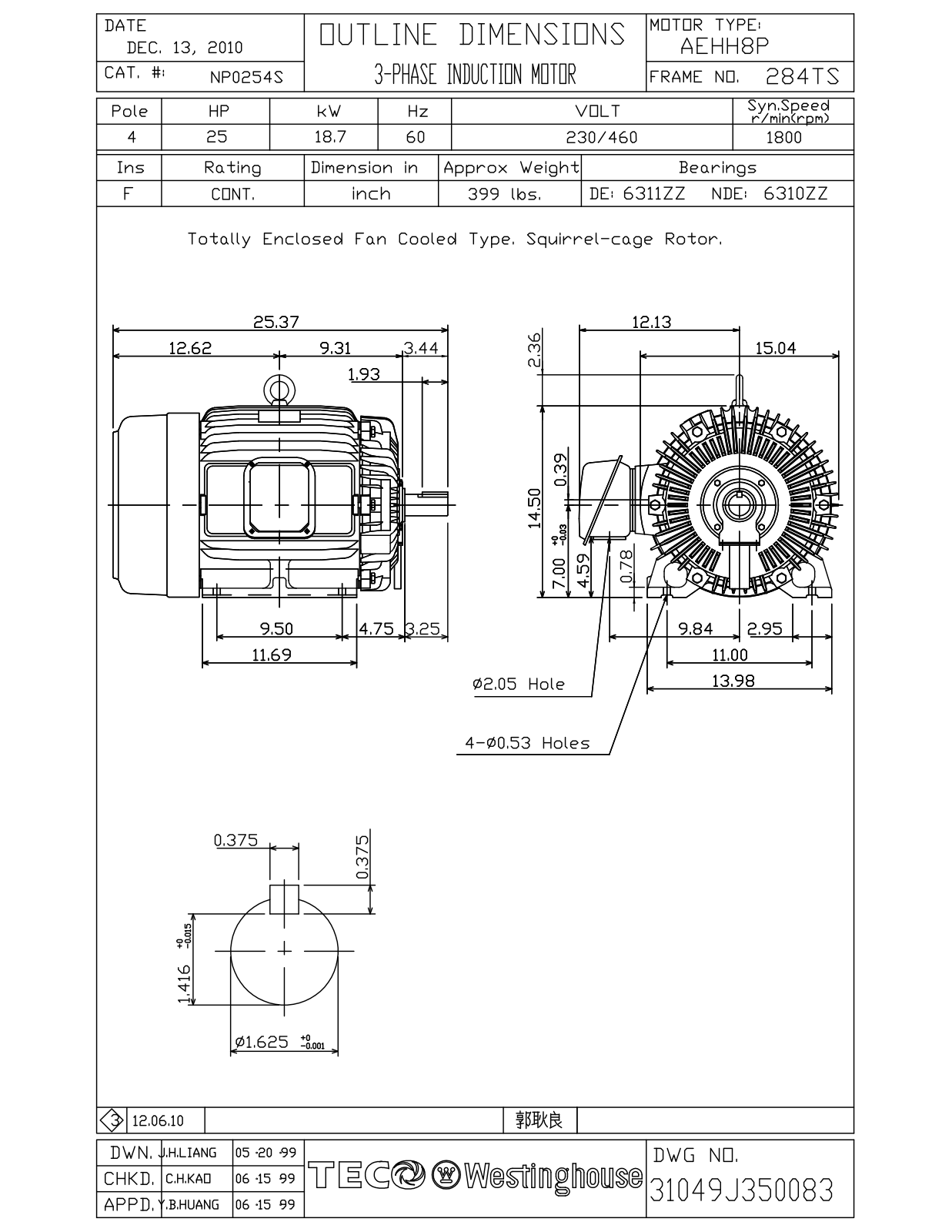 Teco NP0254S Reference Drawing