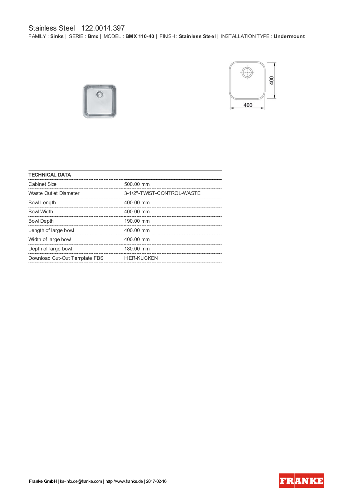 Franke 122.0014.397 Service Manual