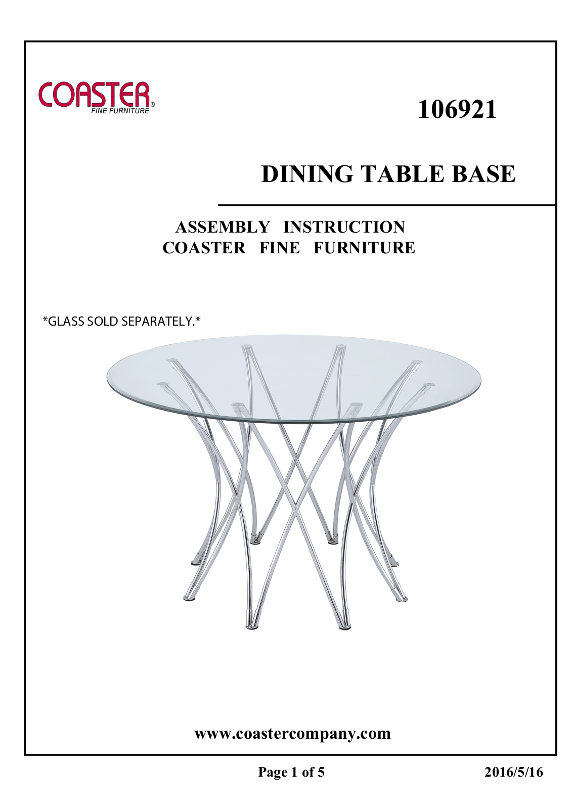 Coaster 106921DT Assembly Guide