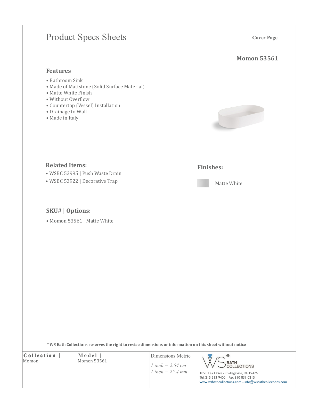 WS Bath Collections WSO2386 Specifications - ManualMachine.com