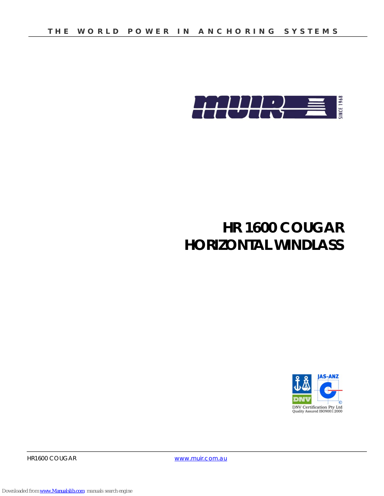 Muir HR1600 Cougar User Manual