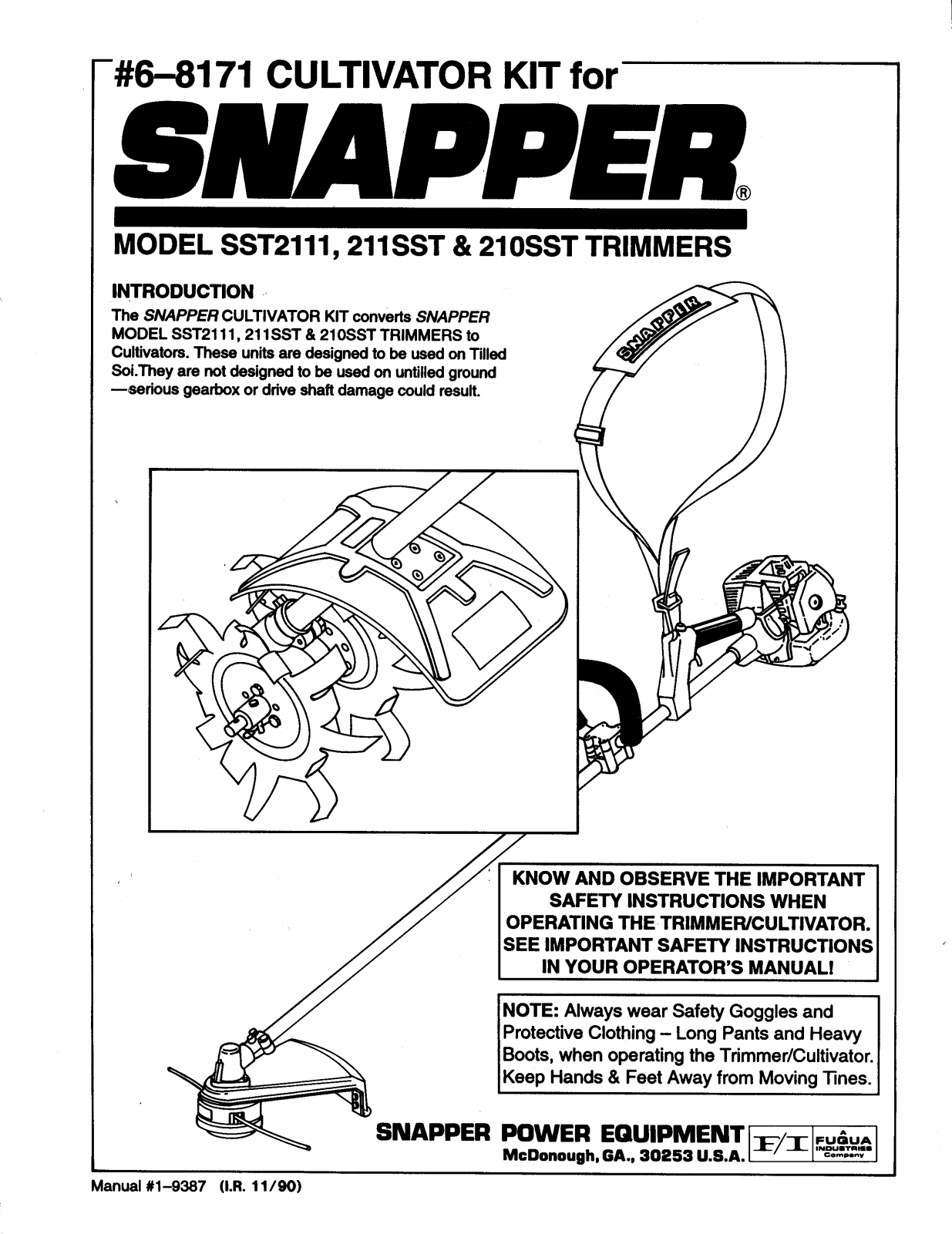 Snapper 211SST, 21SST, SST2111 User Manual