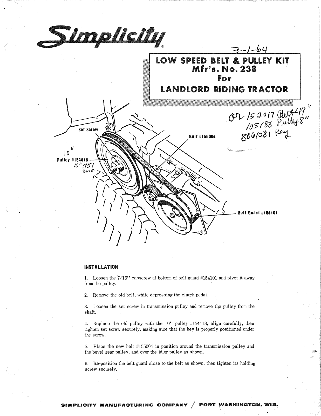 Simplicity Landlord Riding Tractor User Manual