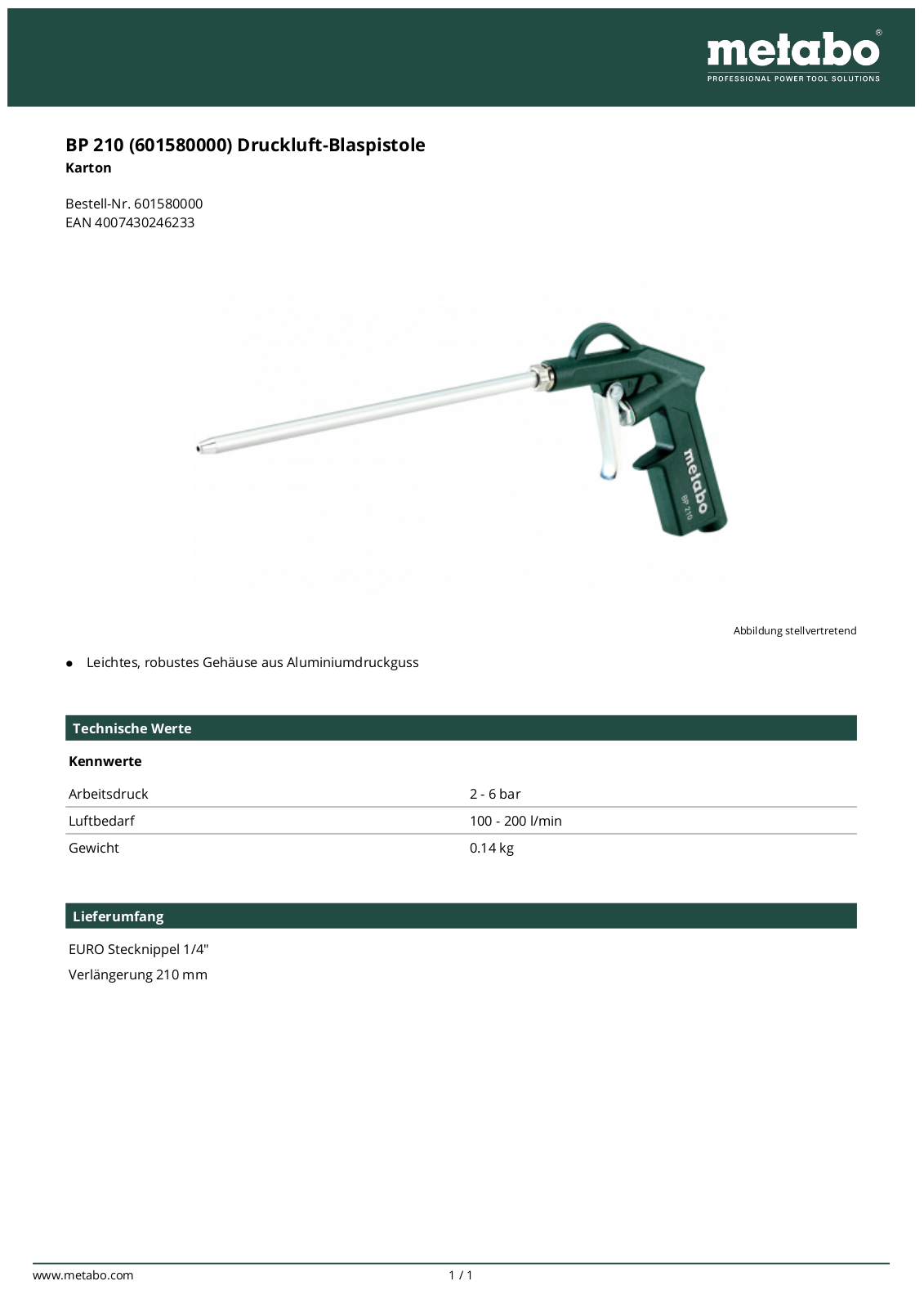 Metabo BP 210 User Manual