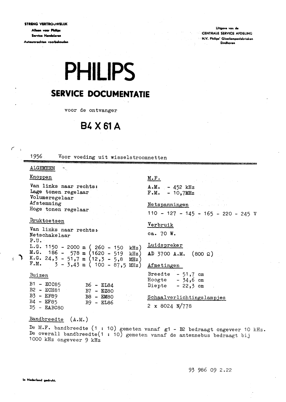 Philips B-4-X-61-A Service Manual