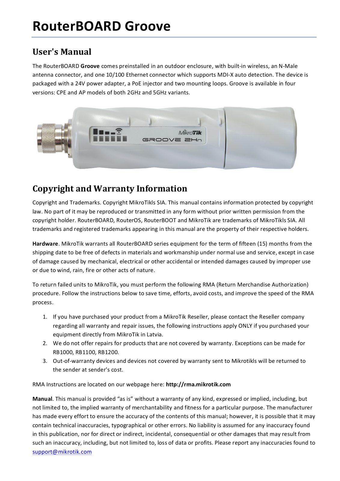 Mikrotik Routerboard Groove User Manual