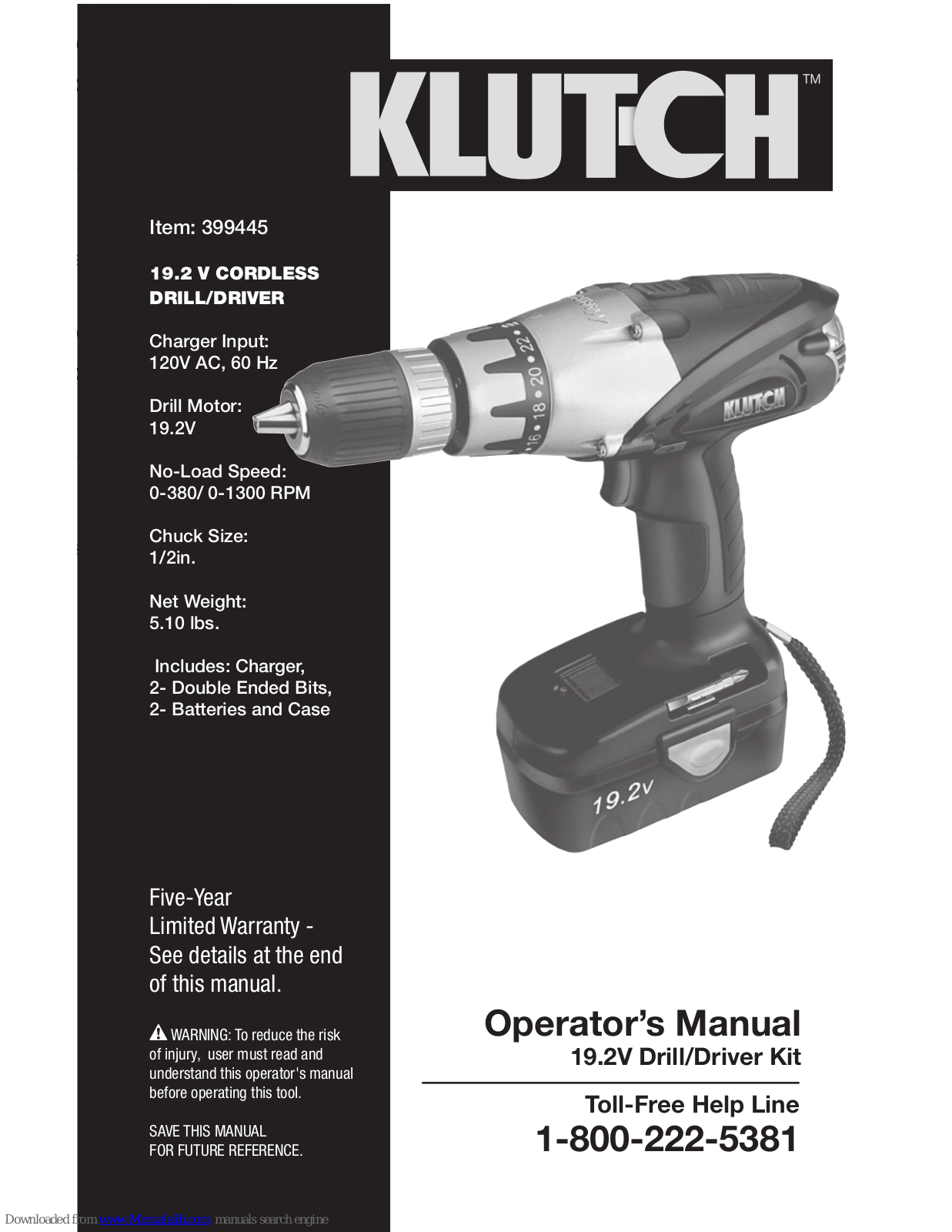 Klutch 399445 Operator's Manual