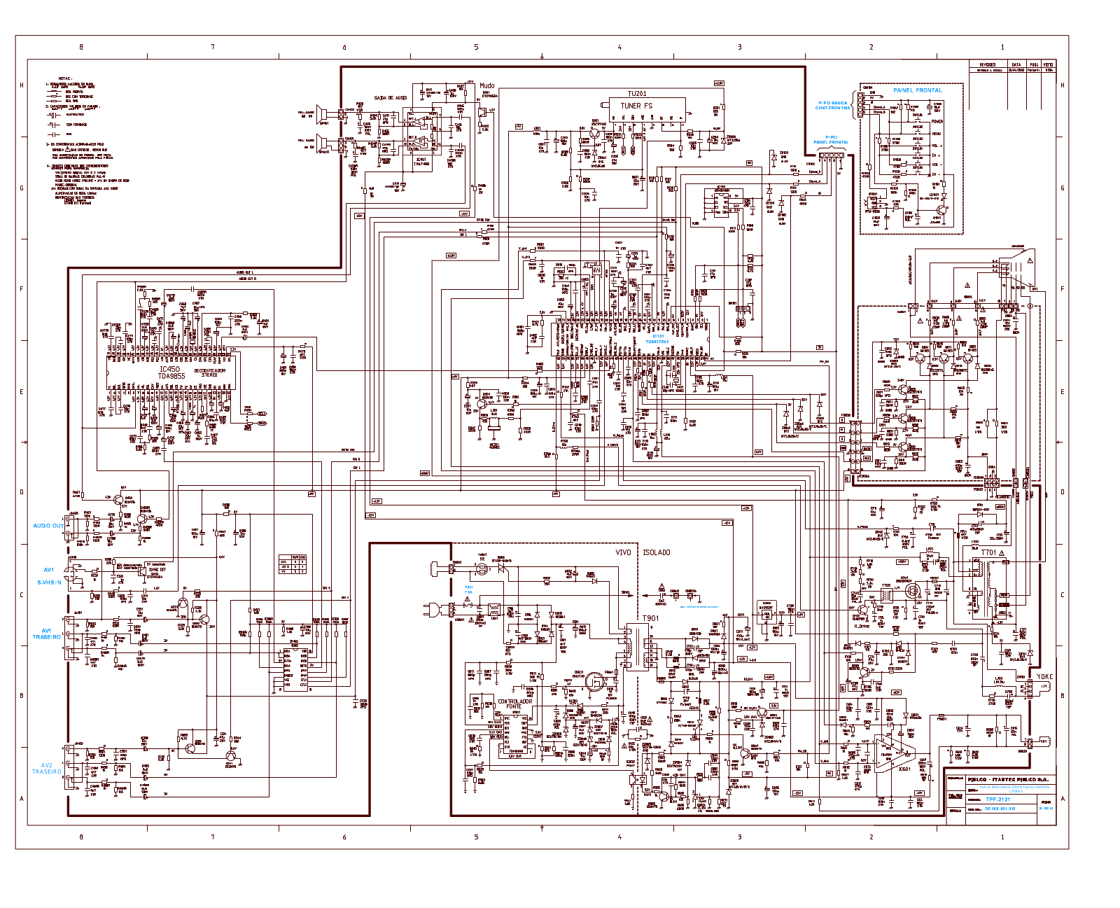 Philco TPF2121, TPF2922, TPF2140 Schematic