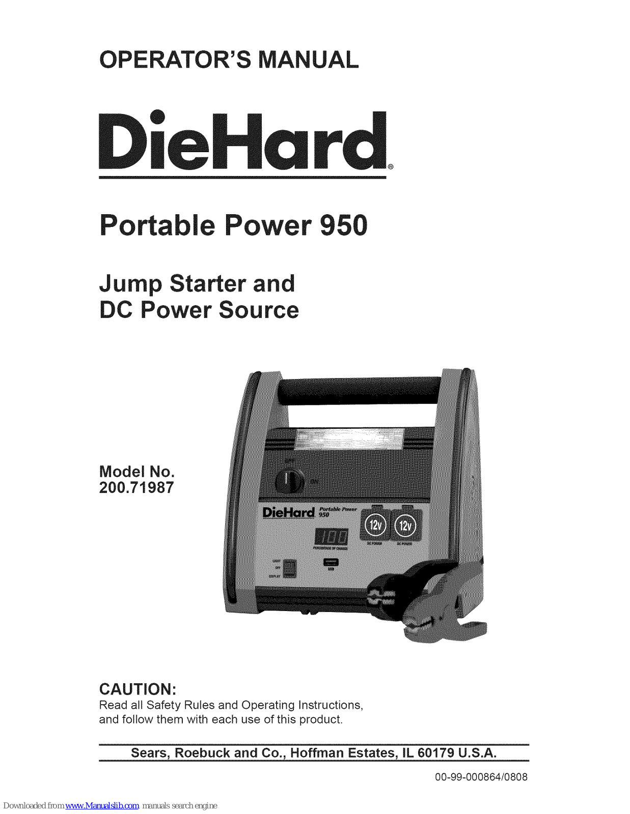 DieHard Portable Power 950, 200.71987 Operator's Manual - ManualMachine.com