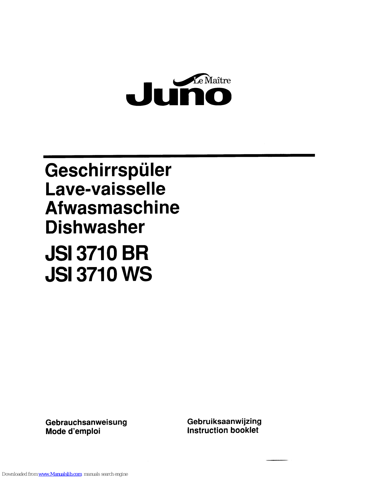 JUNO Le Maitre JSI3710BR, Le Maitre JSI3710WS Instruction Booklet