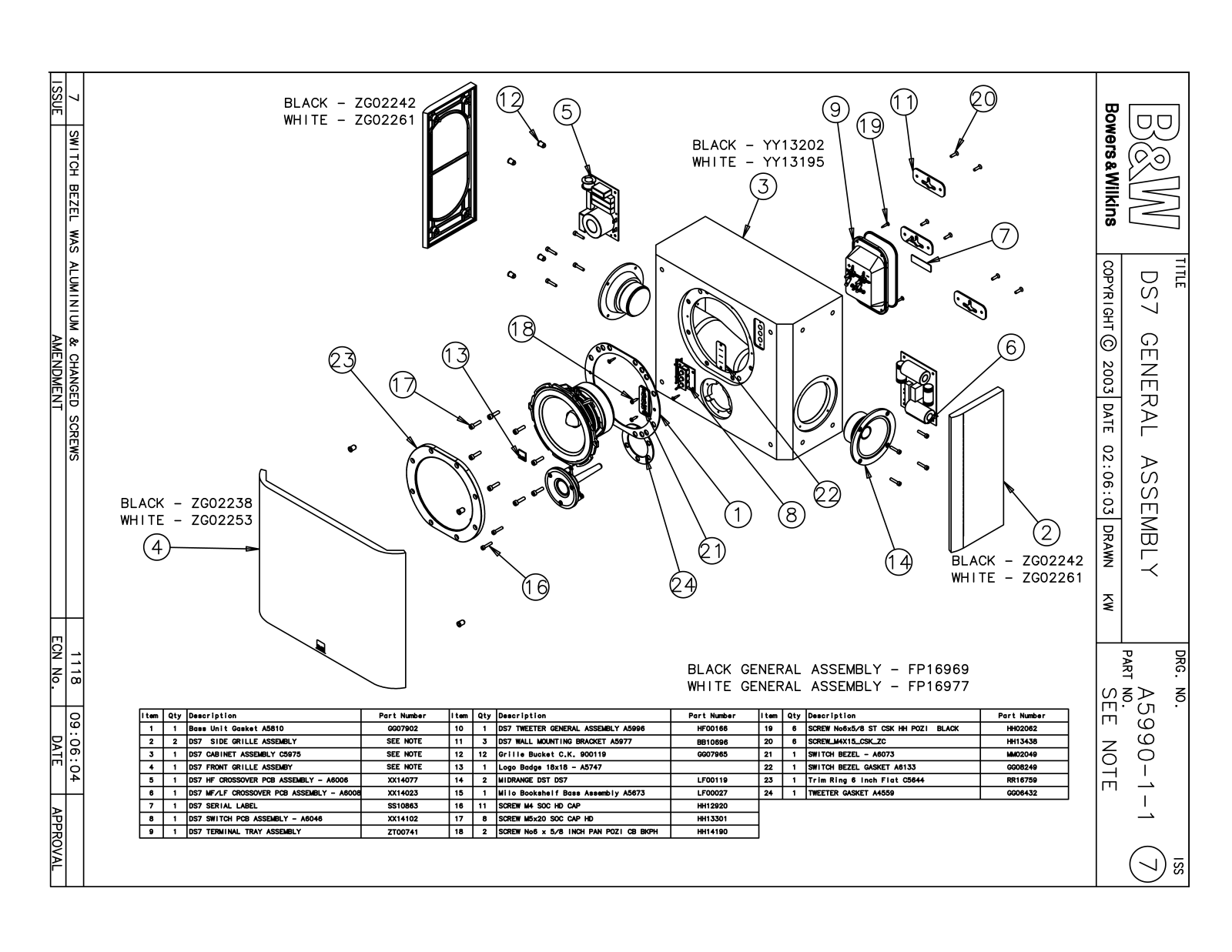 Bowers and Wilkins DS-7 Service manual