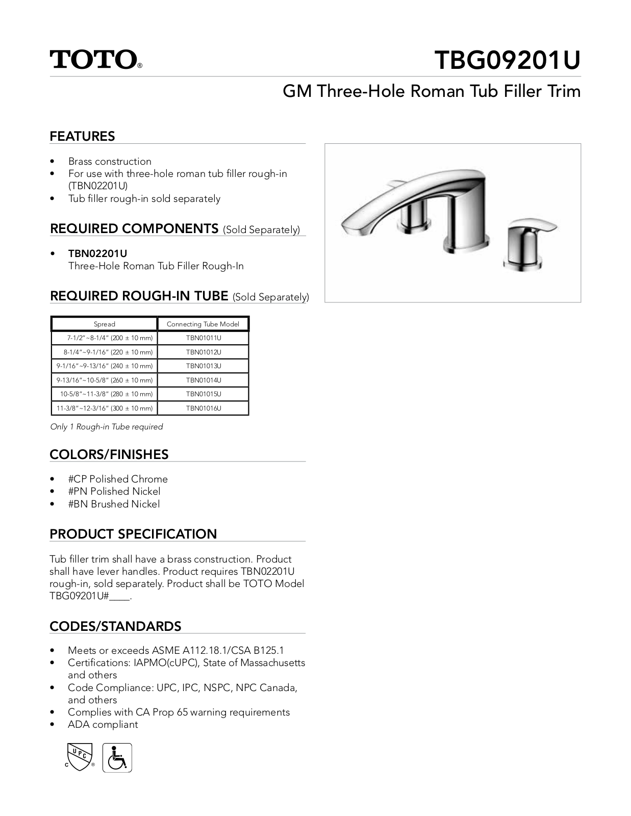 TOTO SBSA1561 Specifications - ManualMachine.com
