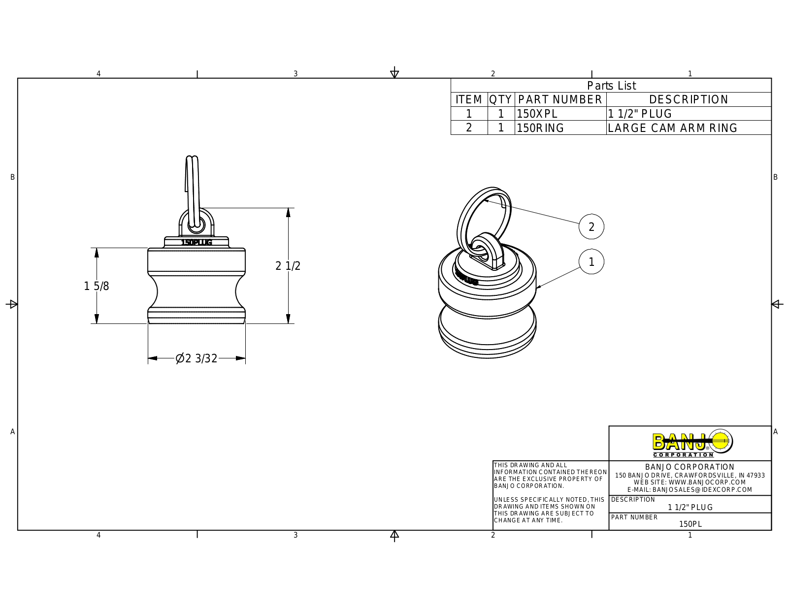 Banjo 150PL Drawing - ManualMachine.com
