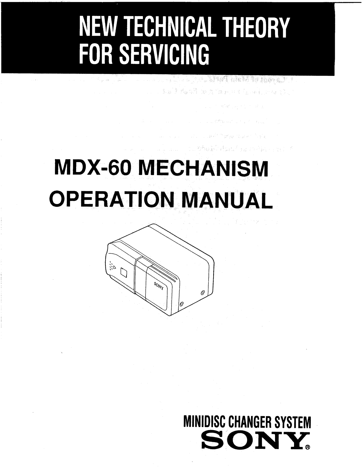 Sony MDX-60 Operation Manual