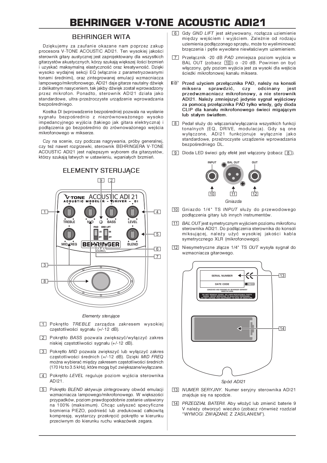 Behringer ADI21 User Manual