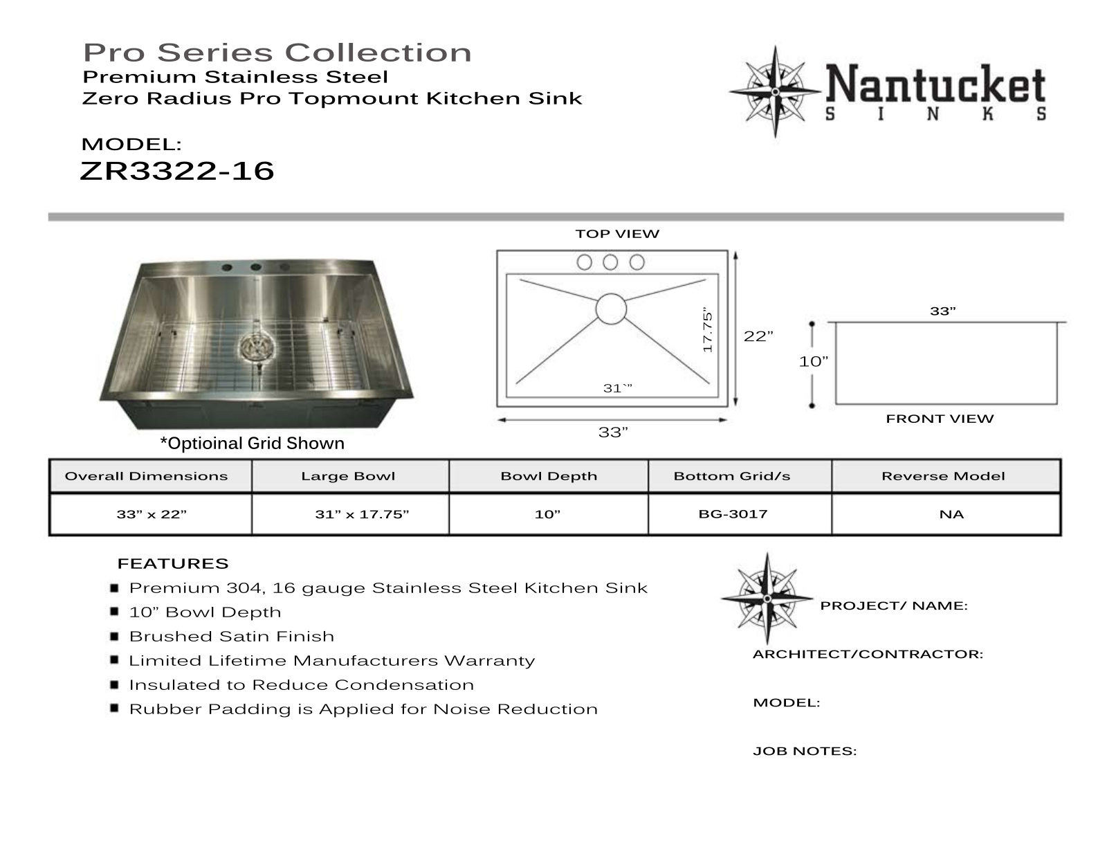 Nantucket ZR3322S16 User Manual