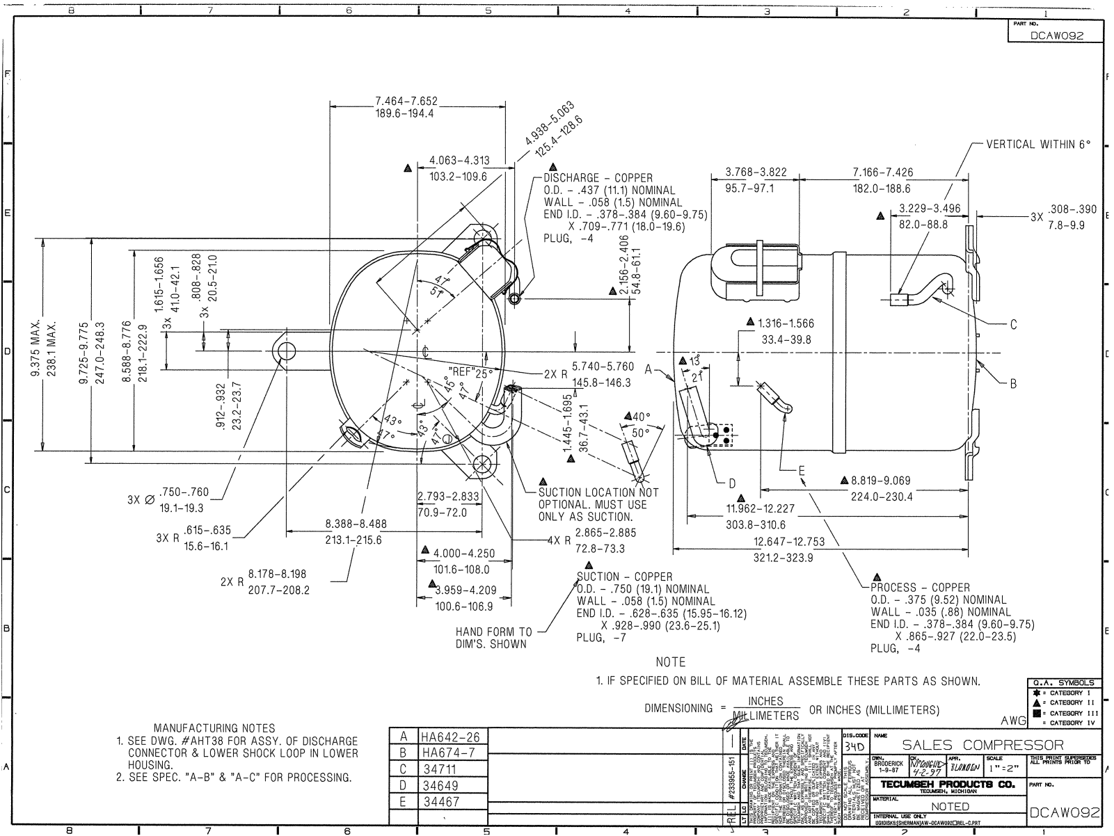 Tecumseh AWG5515EXN, AWG5519EXN Drawing Data