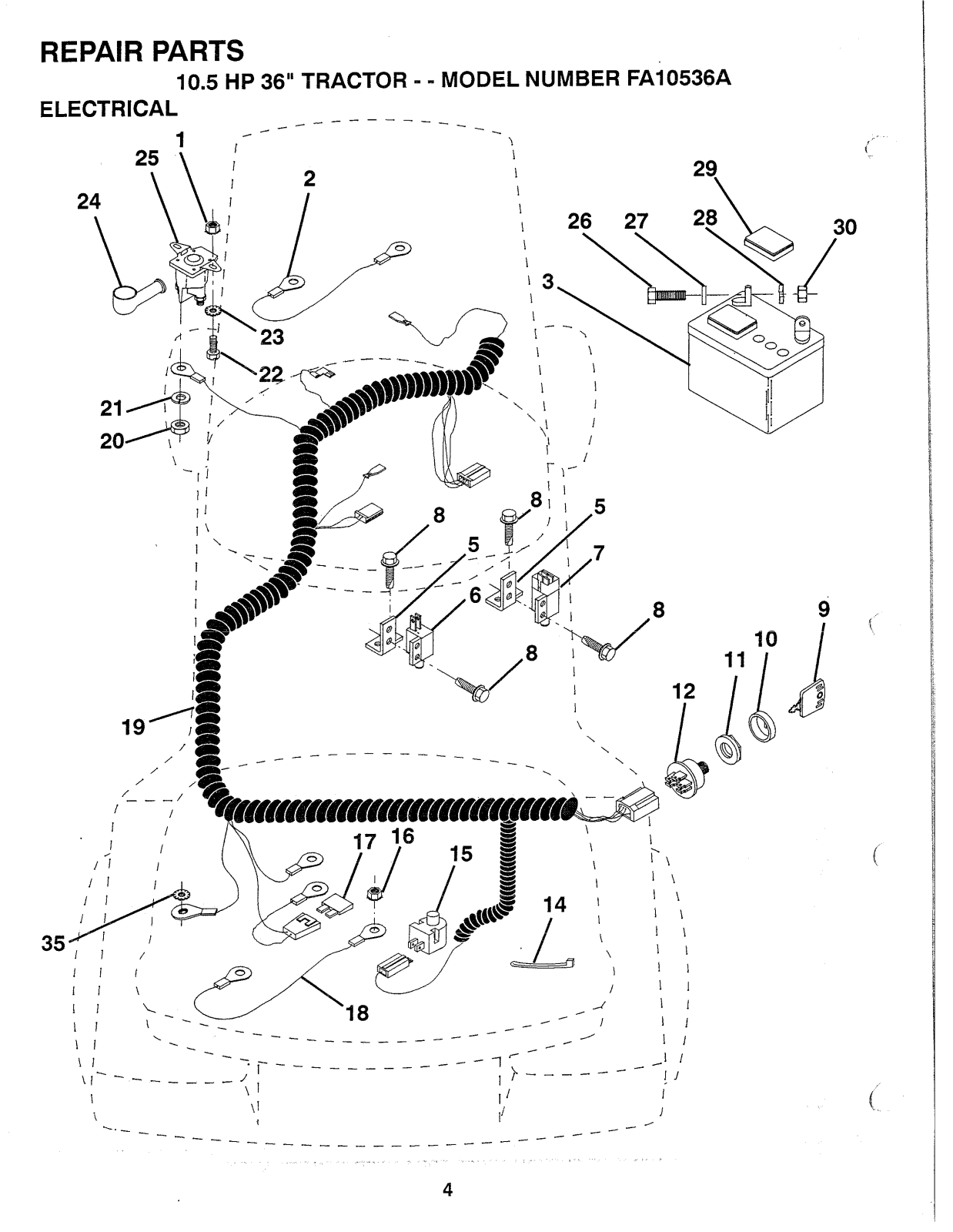 AYP FA10536A Parts List