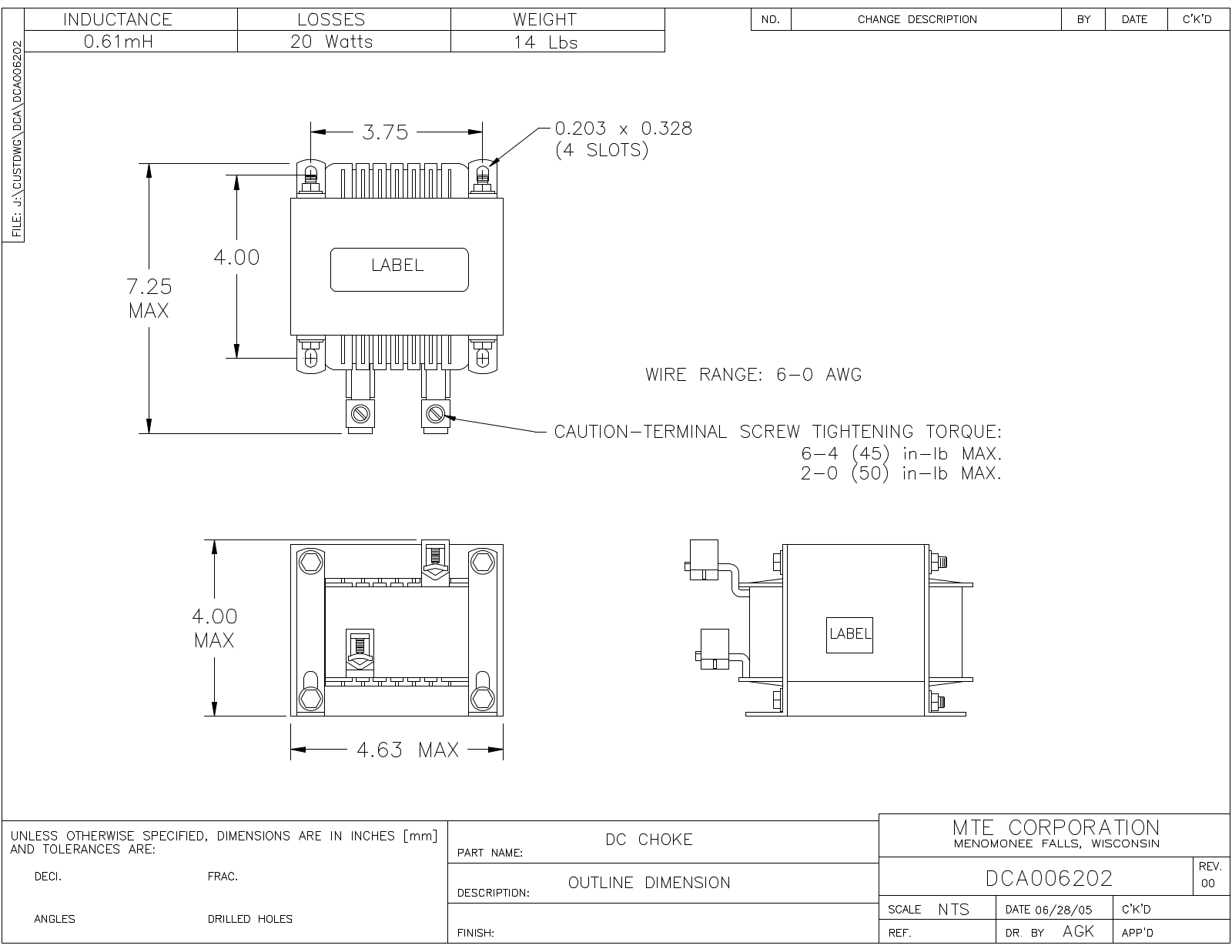 MTE DCA006202 CAD Drawings