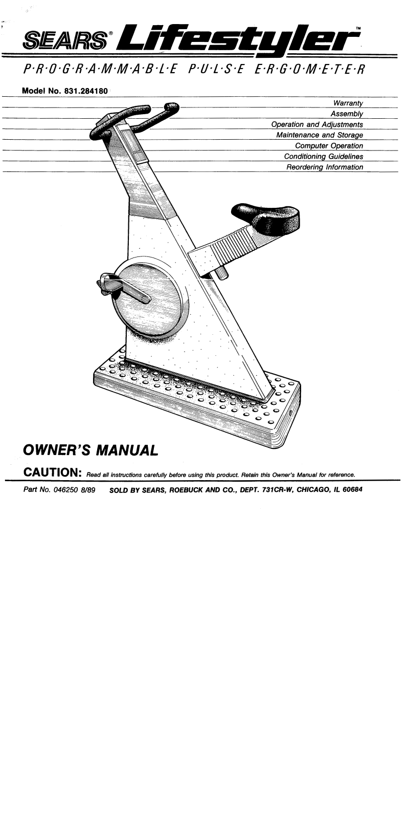 Lifestyler 831.284180 Owner's Manual