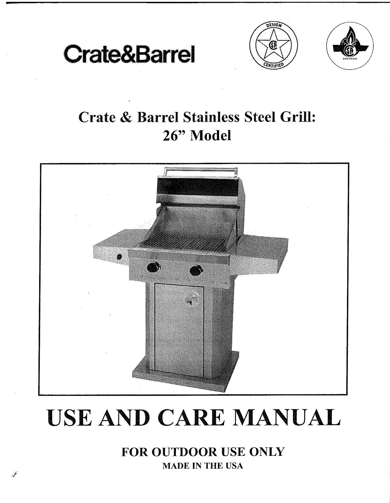 Sure Heat Crate & Barrel 26 Use And Care Manual