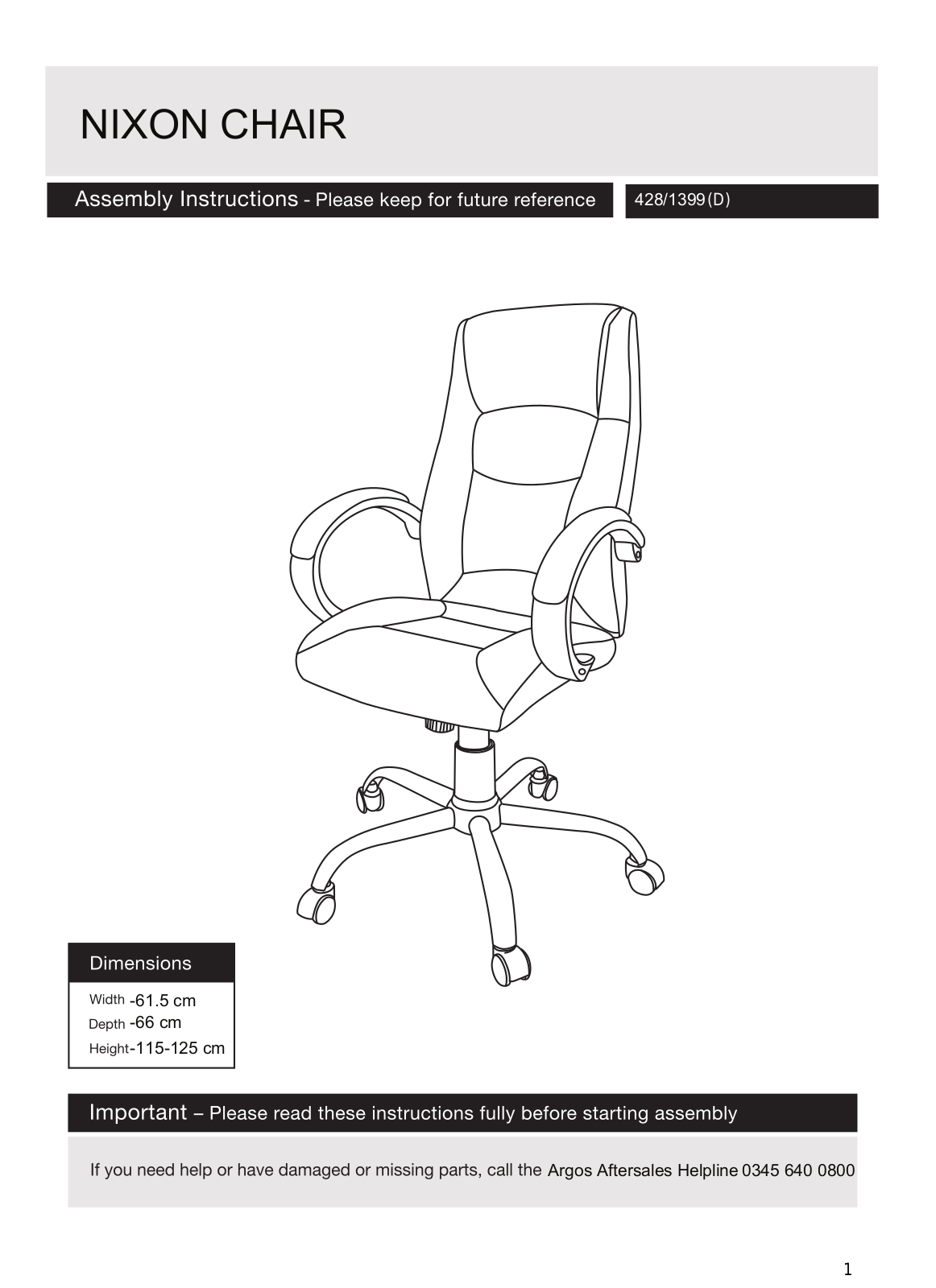 Argos NIXON CHAIR ASSEMBLY INSTRUCTIONS