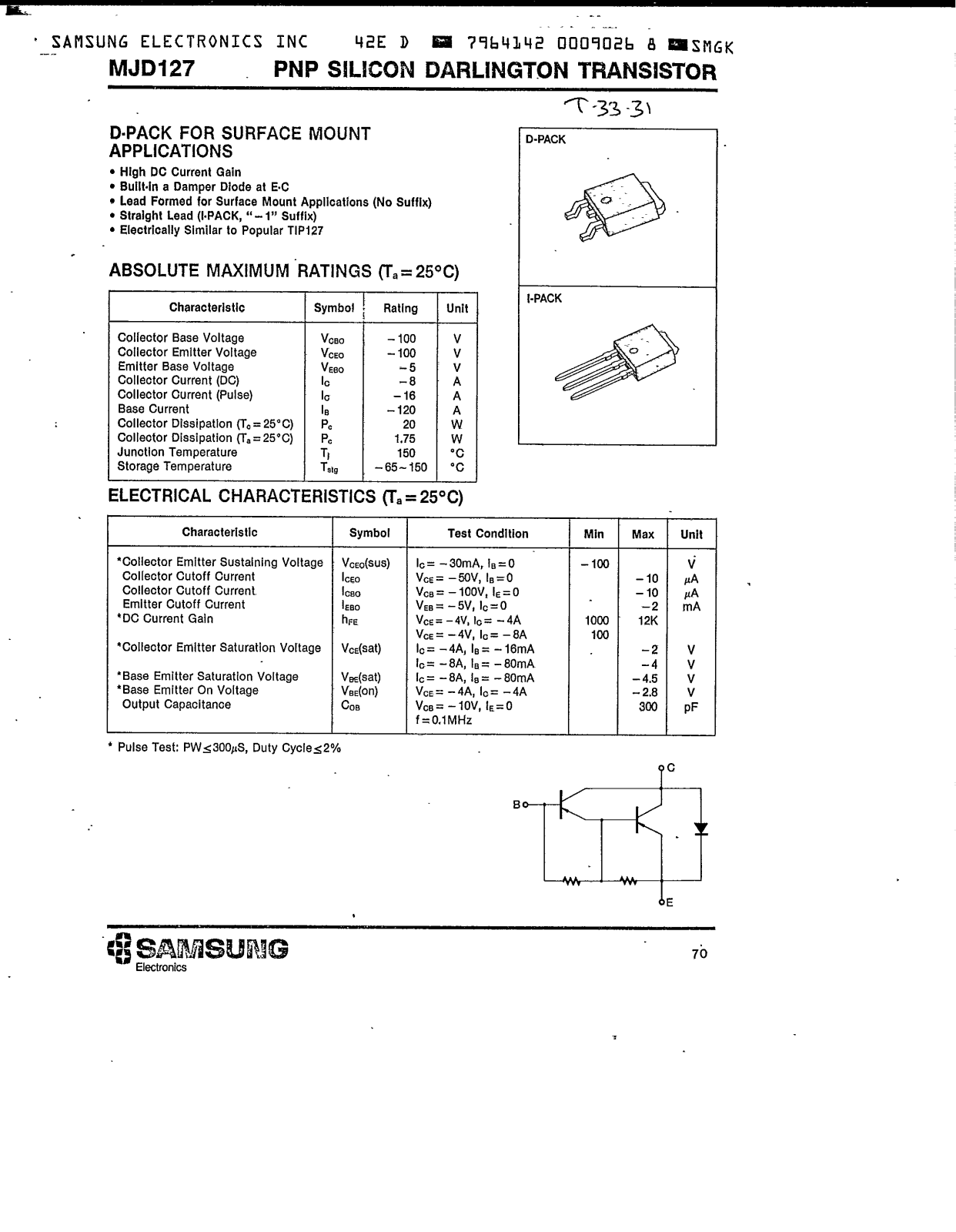 Samsung MJD127, MJD127-1 Datasheet