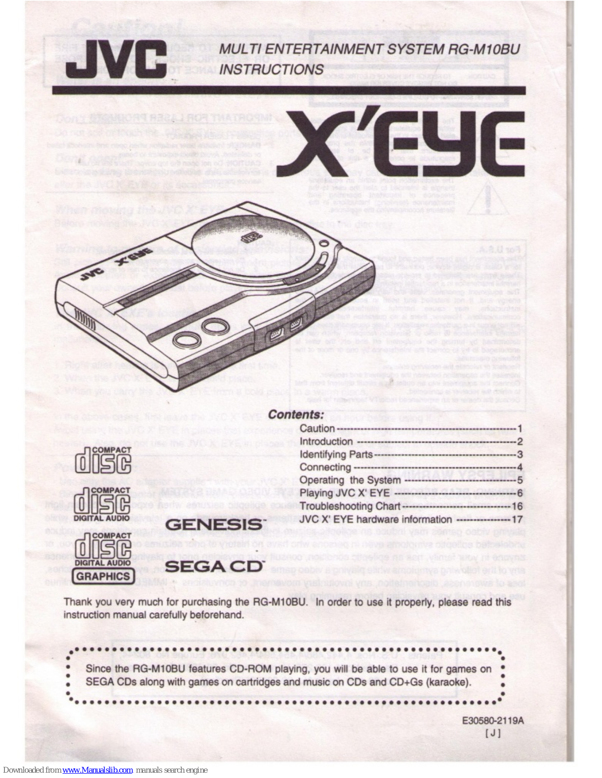 JVC X'EYE Instructions Manual