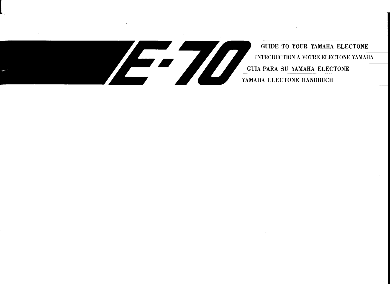 Yamaha E-70 Owner's Manual