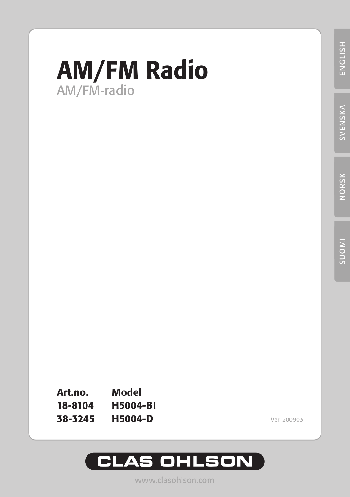 Clas Ohlson H5004-BI, H5004-D Instruction Manual