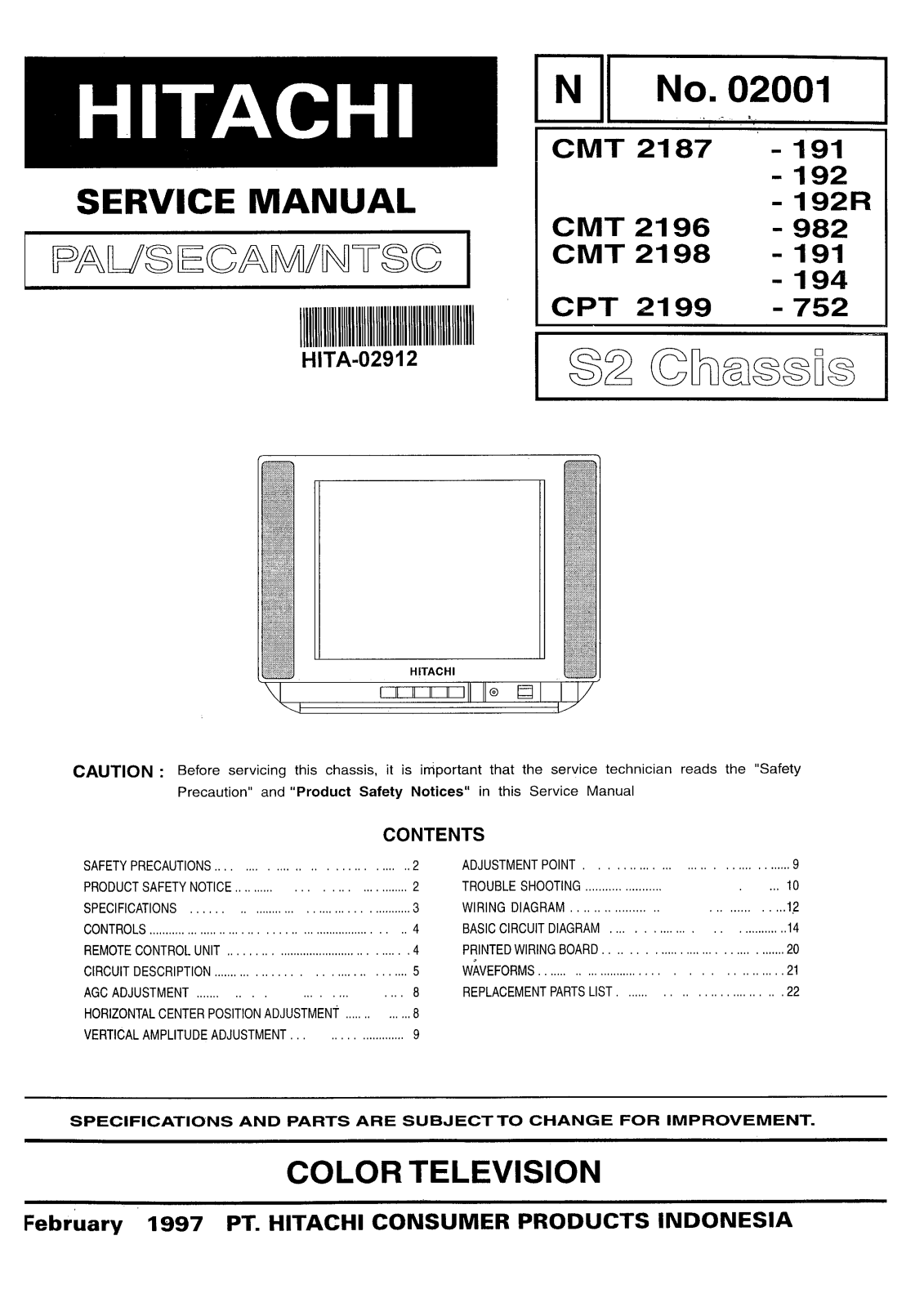 Hitachi 02001 Service Manual