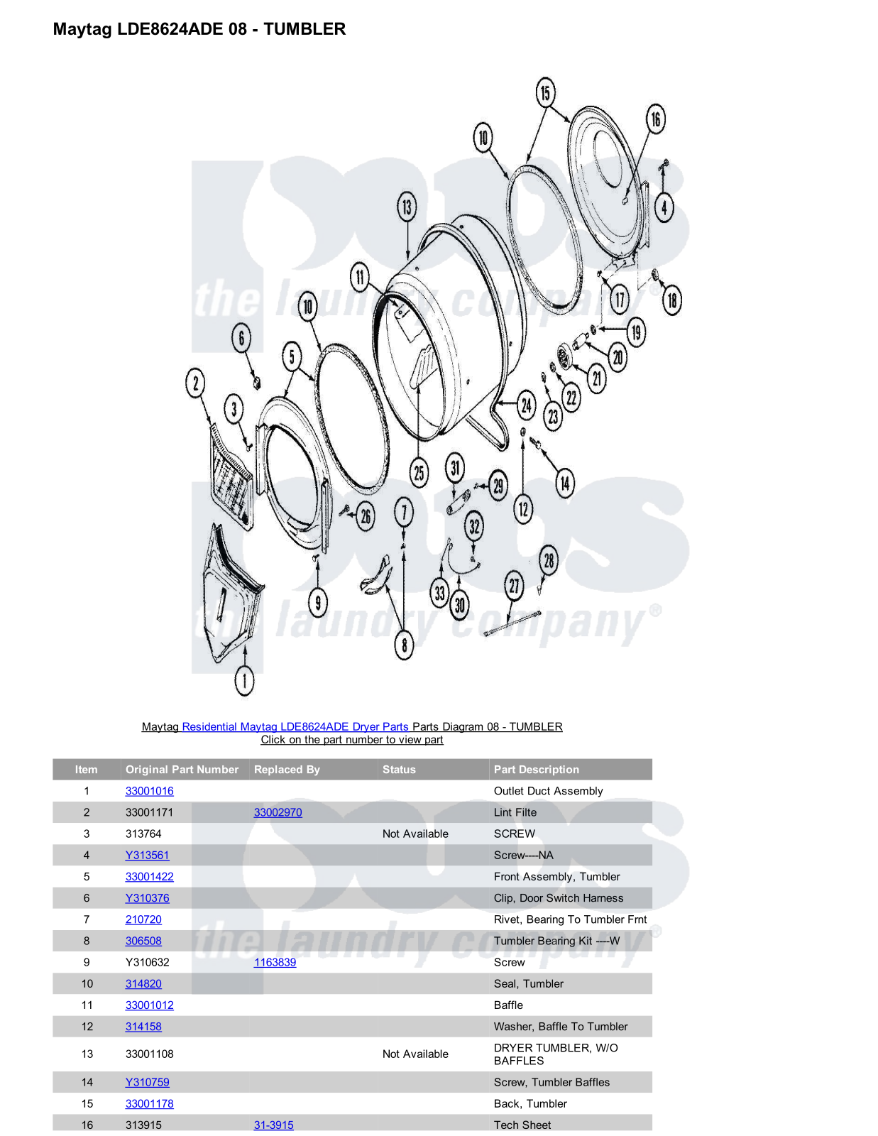 Maytag LDE8624ADE Parts Diagram