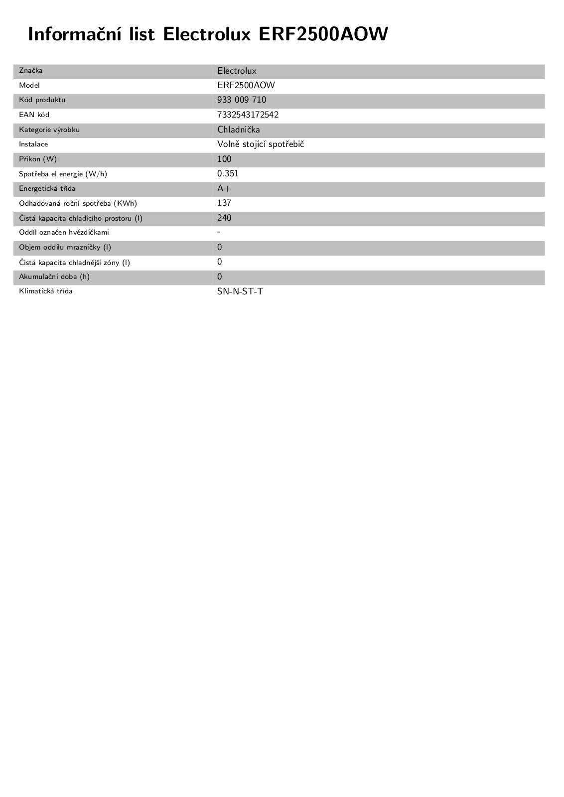 Electrolux ERF2500AOW User Manual