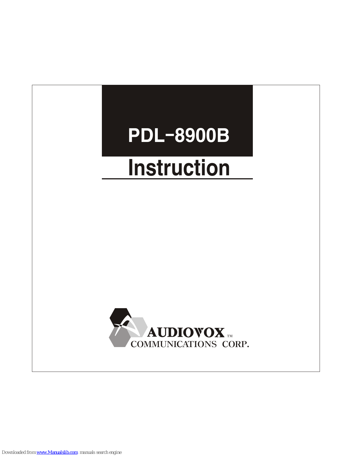 Audiovox PDL-8900B User Manual