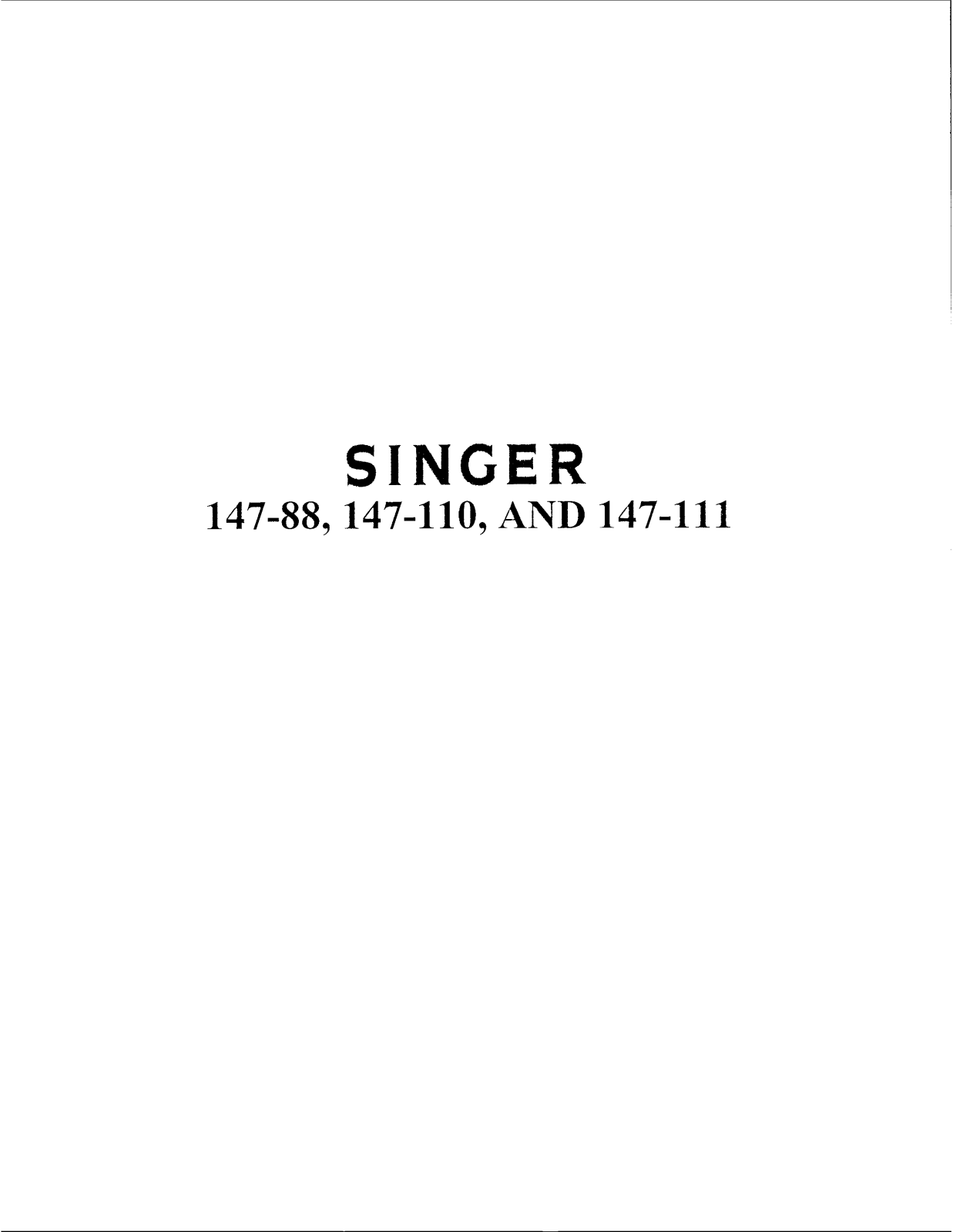 SINGER 147-88, 147-110, 147-111 Parts List