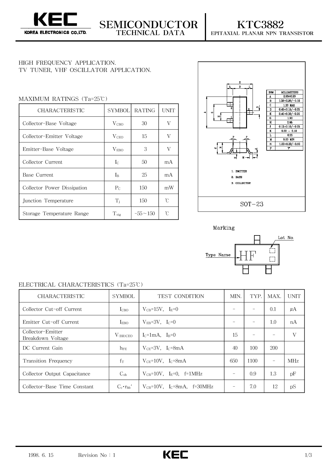 KEC KTC3882 Datasheet